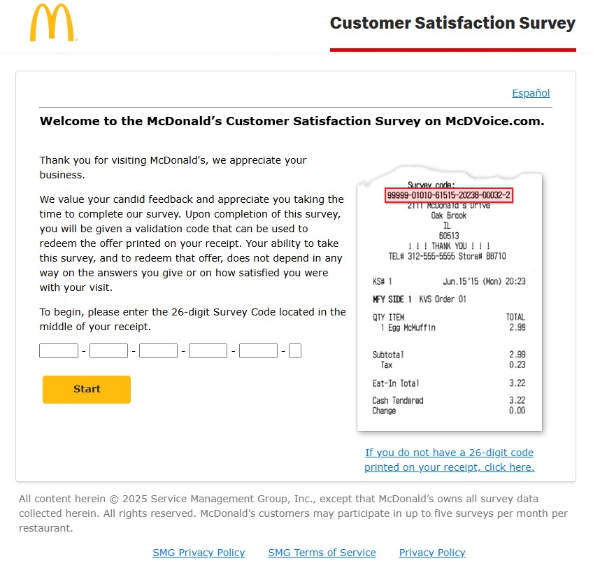 mcdvoice survey