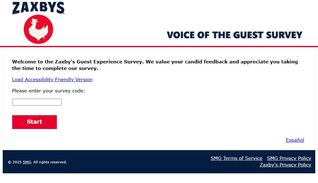 Zaxbys Guest Experience Survey